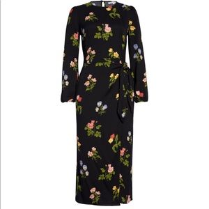 Reformation Reza Night Bloom Long Sleeve midi dress